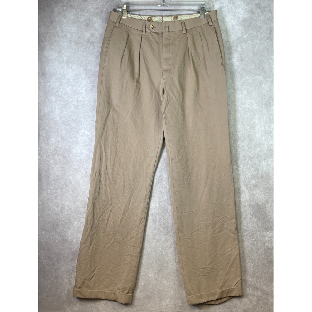 VTG 70s Paul Stuart Pants Mens 32x31 Beige Trousers Preppy Formal Double Pleated